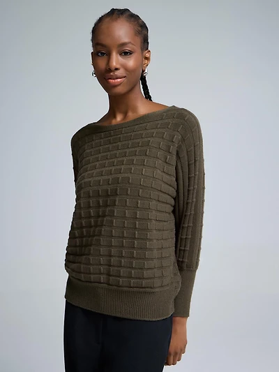 Dolman Sleeve Cable Knit Sweater