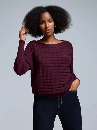 Dolman Sleeve Cable Knit Sweater
