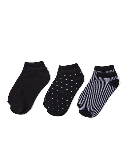 3-Pack Dot & Stripe Ankle Socks