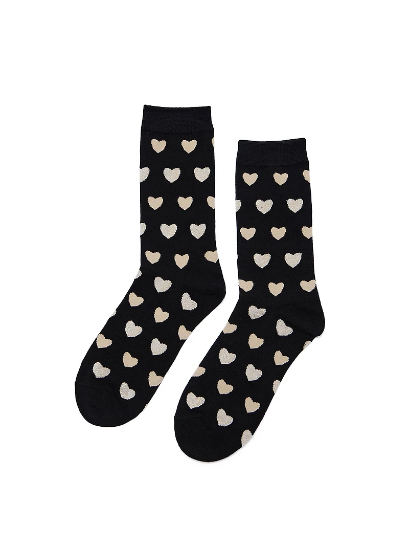 Sparkle Heart Crew Socks