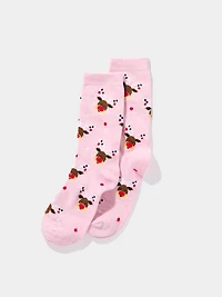 Fuzzy Reindeer Print Socks