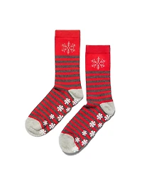 Chaussettes à rayures et flocons de neige