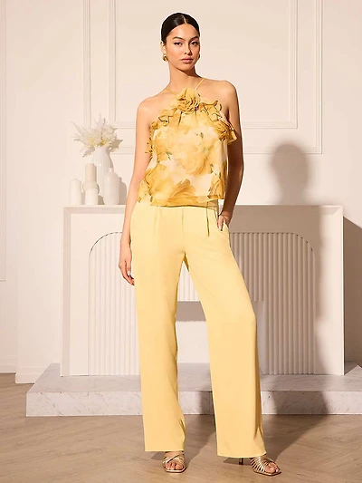 Printed Chiffon Halter Neck Blouse