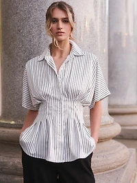 Blouse plissée à rayures