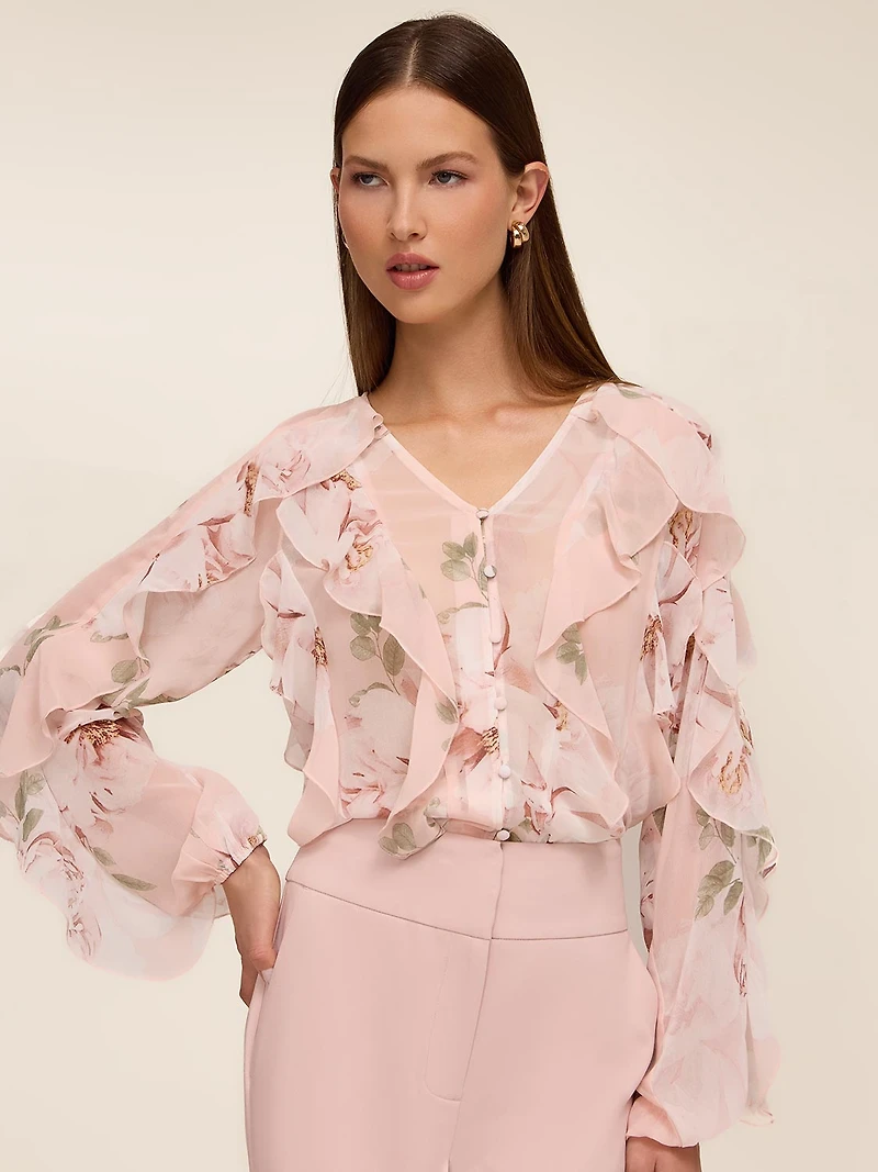 Floral Ruffle Blouse
