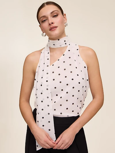 Polka-Dot Top With Scarf
