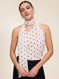 Polka-Dot Top With Scarf