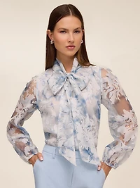 Organza Blouse With Neck Tie
