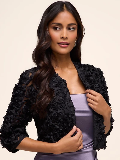 Boléro floral en relief 3D