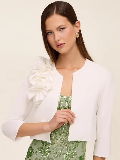 Boléro à manches 3/4 avec volants