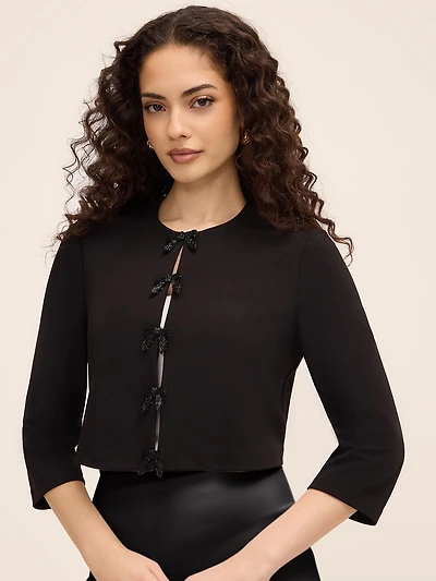 Button-Up Bolero With Sequin Bows