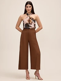 Pantalon culotte plissé à jambe large