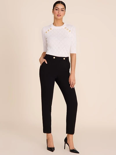 Mid-Rise Slim Leg Black Pant