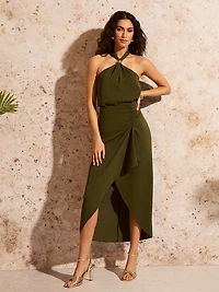 Satin Sarong Midi Skirt