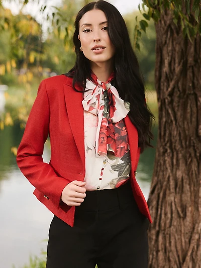 Blazer texturé à motif quadrillé