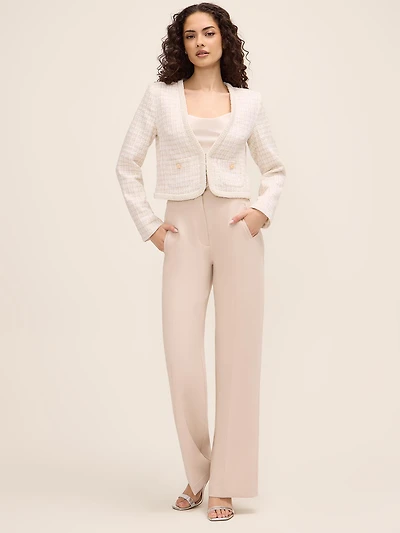 Blazer en bouclé métallisé avec bordure de perles