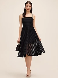 Fit & Flare Striped Midi Dress