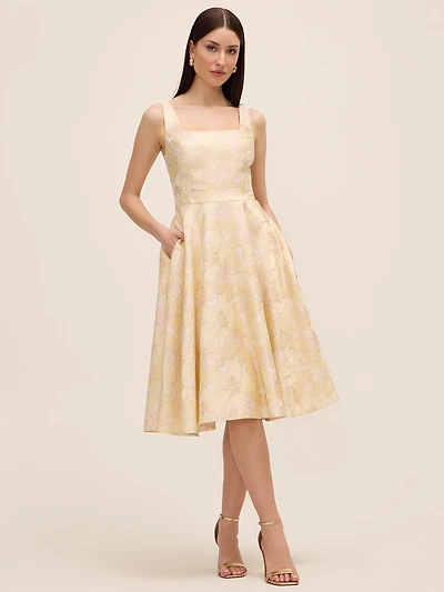 Fit & Flare Jacquard Floral Dress