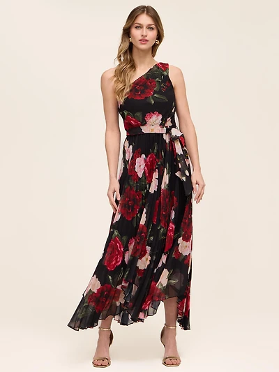 One-Shoulder Floral Gown