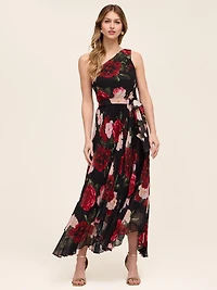 One-Shoulder Floral Gown