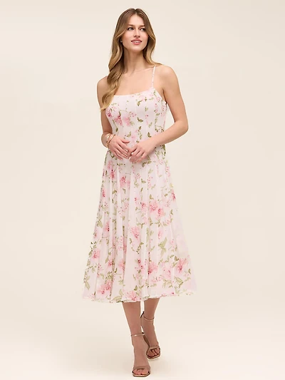 Floral Chiffon Midi Dress