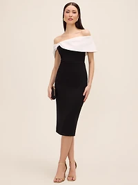 Midi Dress With Asymmetrical Neckline