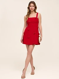 A-Line Mini Dress With Rosette Appliqués
