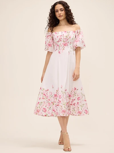 Floral Poplin Midi Dress