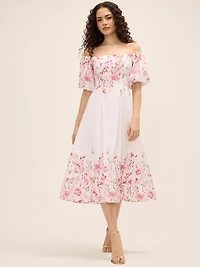 Floral Poplin Midi Dress