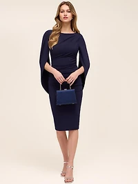 Sheath Dress With Back Cape