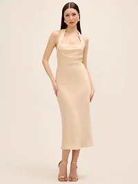 Robe mi-longue en satin style nuisette