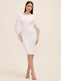 Midi Sheath Dress With Back Cape