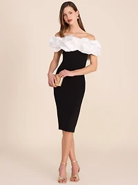 Off-The-Shoulder Sheath Dress With Statement Ruffle