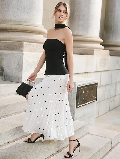 Peplum Dress With Satin Skirt