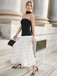 Peplum Dress With Satin Skirt