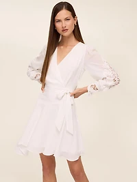 Fit & Flare Mini Dress With Lace Sleeves