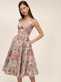 Jacquard Floral Midi Dress
