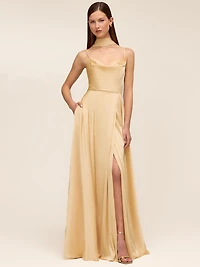 Satin Gown With Scarf