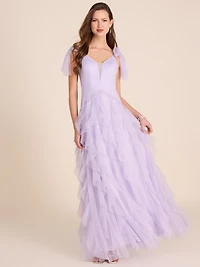 Mesh Ball Gown With Corkscrew Skirt