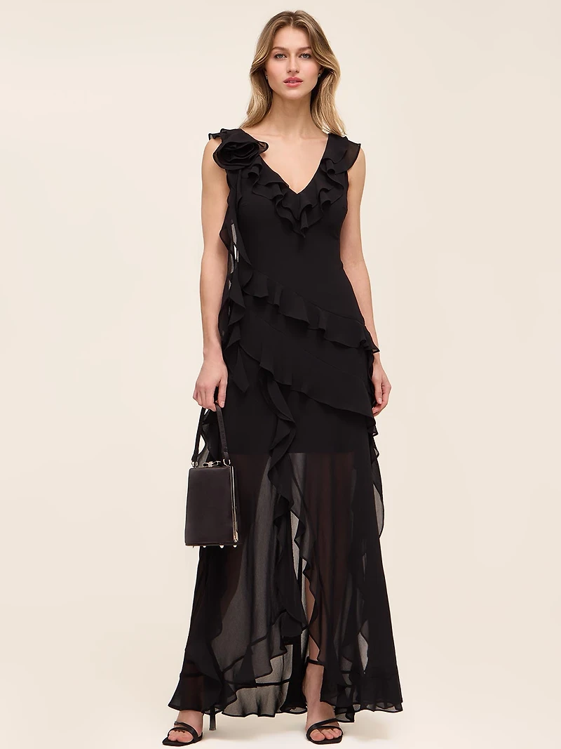 Tiered Chiffon Ruffle Gown