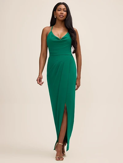 Cowl Neck Evening Gown