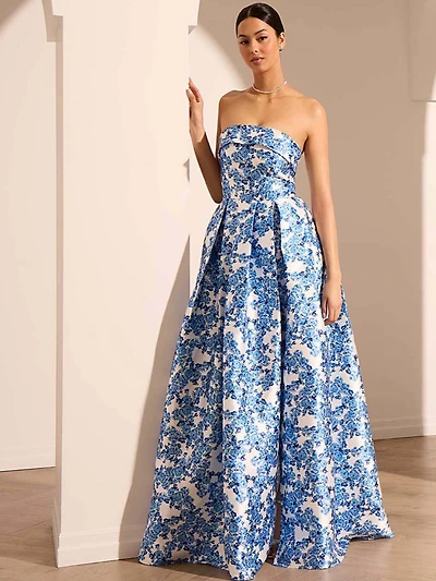 Floral Strapless Ball Gown