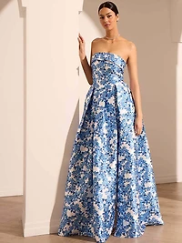 Floral Strapless Ball Gown