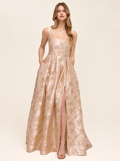 Jacquard Floral Gown