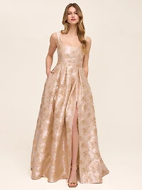 Jacquard Floral Gown