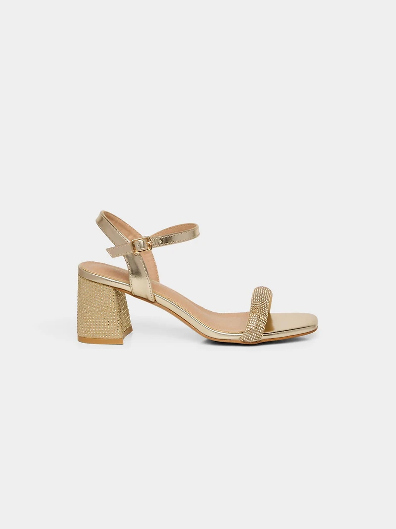 Talon carré avec bout et strass