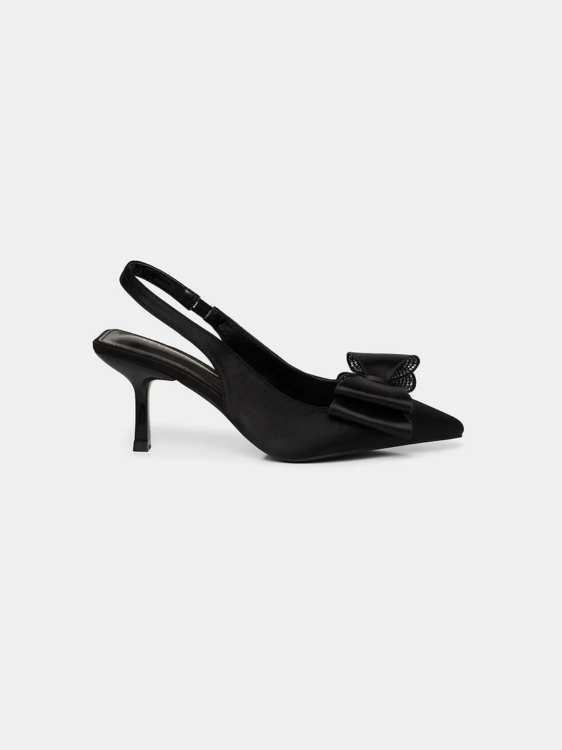 Satin Sling-Back Pump With Bow