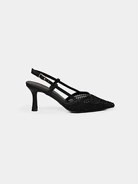 Rhinestone & Mesh Slingback Pump