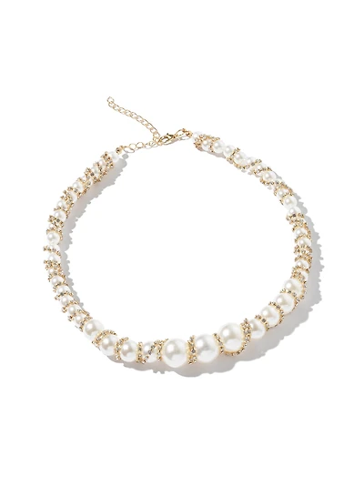 Rhinestone & Pearl Necklace