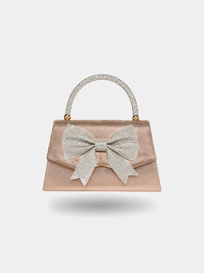 Glitter Handbag With Rhinestone Bow
